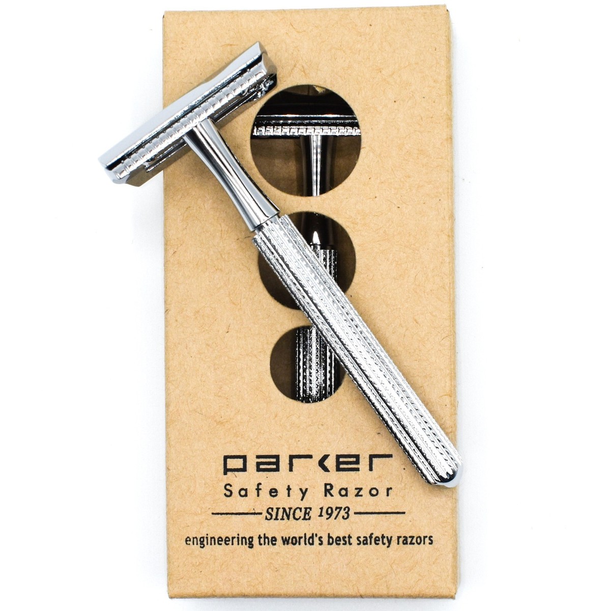 Parker 78R Chrome 3 Piece Safety Razor & 5 Double Edge Razor 