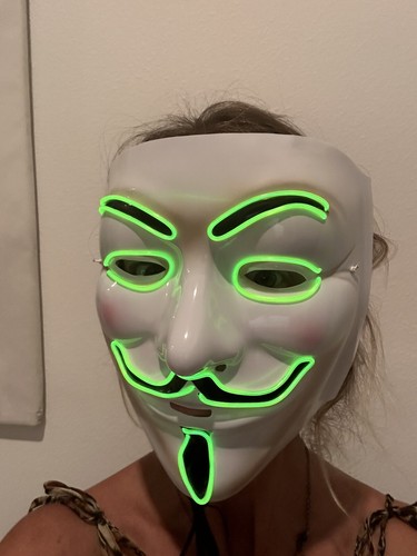 Anonymous Mask Light up LED yellow lights Halloween costume - Picture 2 of 3
