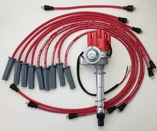 PONTIAC 350 389 400 455 SMALL FEMALE CAP HEI DISTRIBUTOR + 8.5mm RED PLUG WIRES