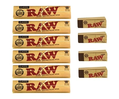 Raw Classic King Size Sim Rolling Paper & Raw Authentic Original Rolling Tips