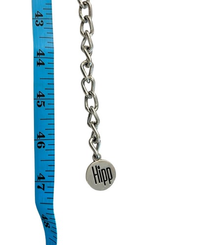Silberfarbene Metallkette verstellbarer Gürtel 46" HIPP Medaillon Charm Festival SPASS - Bild 3 von 7