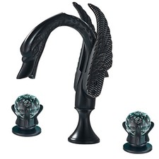 Widespread Bathroom Faucet Luxury Black Swan Sink Faucet Dual Handle Basin Tap