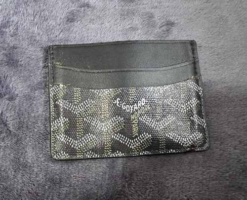 Awesome GOYARD Men's Black Print LOGO Card Holder WALLET Saint Sulpice EuC
