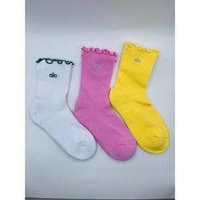 3 Pairs Alo Yoga Women's Lettuce Edge Sock Medium