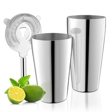Stainless Steel Cocktail Shaker 3-Piece Mixology Bartender kit Bar Set with 1...