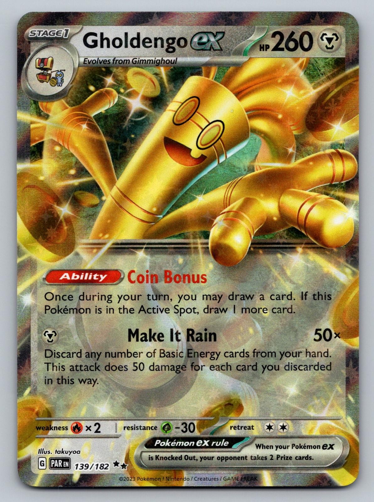 Gholdengo ex 139/182 Double Rare Paradox Rift Pokemon Holo Near Mint