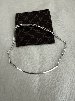Authentische Gucci Sterlingsilber Plakette Platte Halskette Halsband Halsband