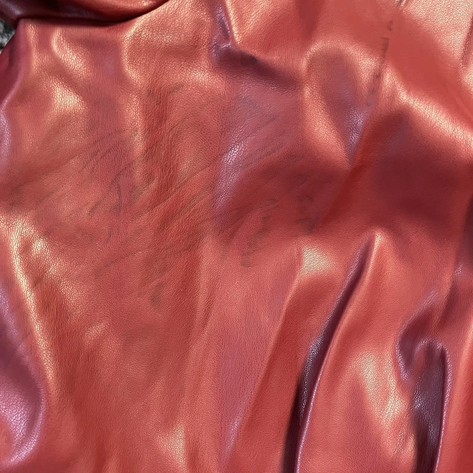 Vestido envolvente BCBG Paris para mujer talla XL rojo borgoña imitación cuero manga larga Foto 3 de 4