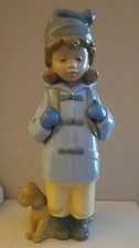 Nao Lladro 'Travelling Girl' with Dog/Puppy #1038 Porcelain Figurine