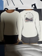 New Reel Life Fish RASH GUARD Swim SHIRT Sun Protection UPF 50 Sz Large Blue L