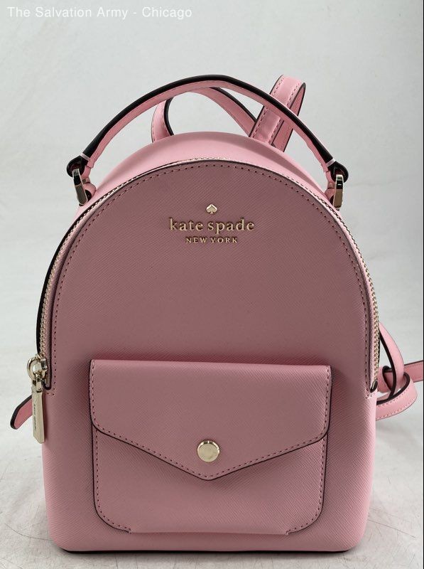 Kate Spade New York Womens Pink Leather Pockets Adjustable Strap Backpack Bag