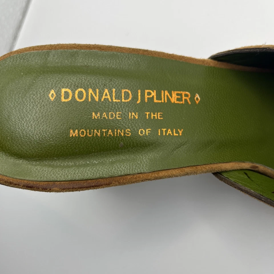 Donald J. Pliner Ozara Vintage Brown Suede Mules W/heel Size 7.5 - Image 3 of 4