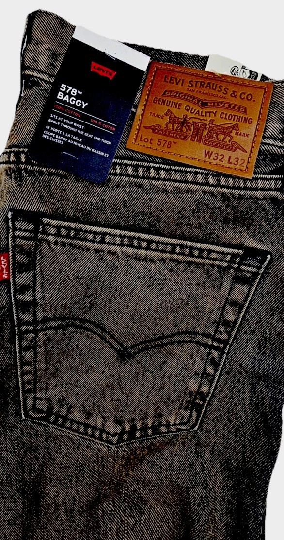 Levi's 578 Mens Baggy Taper Y2K Black Gray Denim Jeans A4750-0029