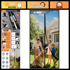 Magnetic Mesh Screen Door - Heavy Duty Bug Barrier, Pet  Kid Friendly, 38x82