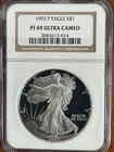 1993 P AMERICAN SILVER EAGLE NGC PF69 ULTRA CAMEO