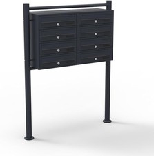 Multi Door Black Postbox System 8 Lockable Letterboxes Outdoor Secure Stand