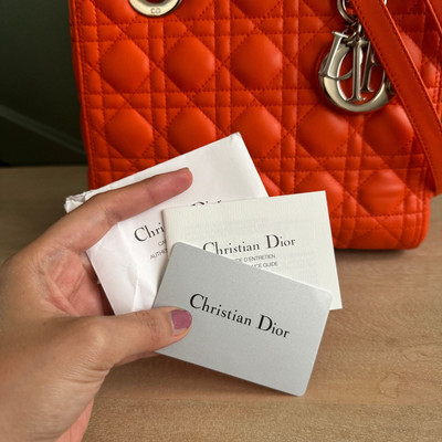 129 CHRISTIAN DIOR LADY ORANGE MEDIUM SHOULDER BAG SILVER HW | eBay