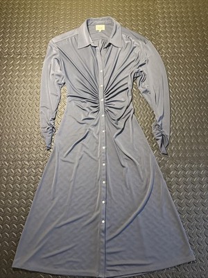 Cinq A Sept Women s Midi Dress Size Medium Arden Ruched Blue/Gray