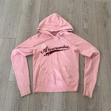 Abercrombie Fitch Pink Pullover Hoodie Women's S Fleece Cotton Logo Hooded