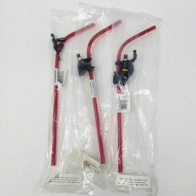 Vintage Batman Returns Sipper Straws Lot In Package - Applause Penguin Catwoman