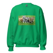 Green Unisex Sweatshirt Cats, Kittens Green Grass Cat mom gifts