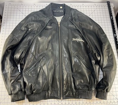 Vtg 90s Marc Buchanan Pelle Pelle Leather Bomber Jacket Black Mens