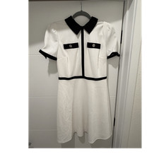 Karl Lagerfeld Paris Colorblock Collared A-Line Dress Puff Sleeve Size 4