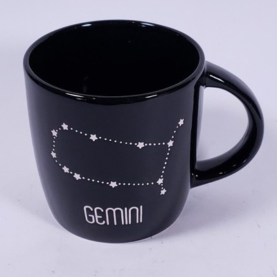 GEMINI Constellation Zodiac Astrology Stars Black Ceramic COFFEE CUP MUG