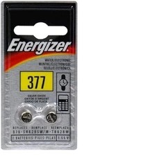 Energizer Watch/Electronic Batteries, 1.55 Volts, 377, 2 Batteries
