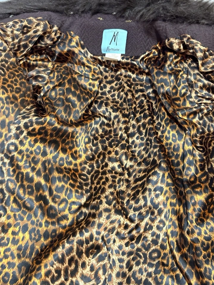 Abrigo Marciano Marrón Cinturón Mezcla Lana Con Piel Sintética Desmontable Talla Mediana Foto 2 de 3