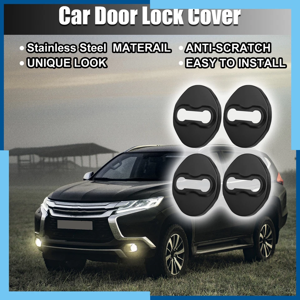 Protetor de tampa de trava de porta de carro aço inoxidável para Mitsubishi preto - 4 peças - Imagem 2 de 4