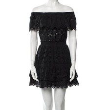 Love Shack Fancy Black Lace Off Shoulder Mini Dress Womens XS Whimsigoth Boho