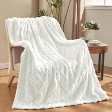 White Fleece Blanket for Couch - Super Soft Cozy Throw Blankets for , Beautif...
