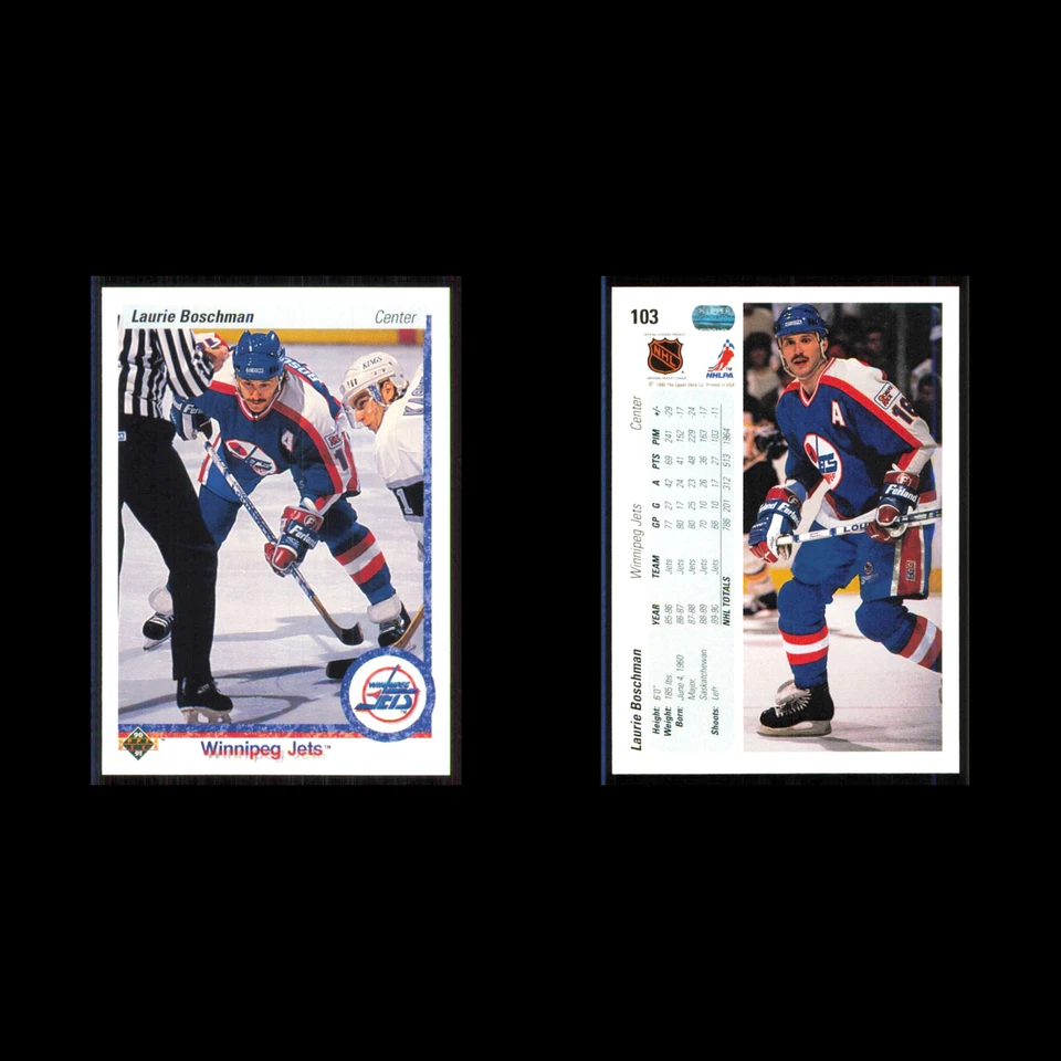 Laurie Boschman #103 1990 Upper Deck Winnipeg Jets Hockey Card NHL NM - Image 3 of 3