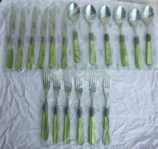 EME  Italien Besteck Napoleon  Perlmutt-Effekt 18 Teile hellgrün Edelstahl 18/10