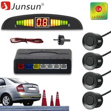 4X Car Parking Rear Safety Black Parking Radar Backup Reverse Sensors System LED