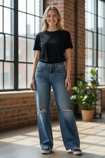 Baileys Pt Girls Capri Blue Jeans Distressed Sz 8/26 NEW