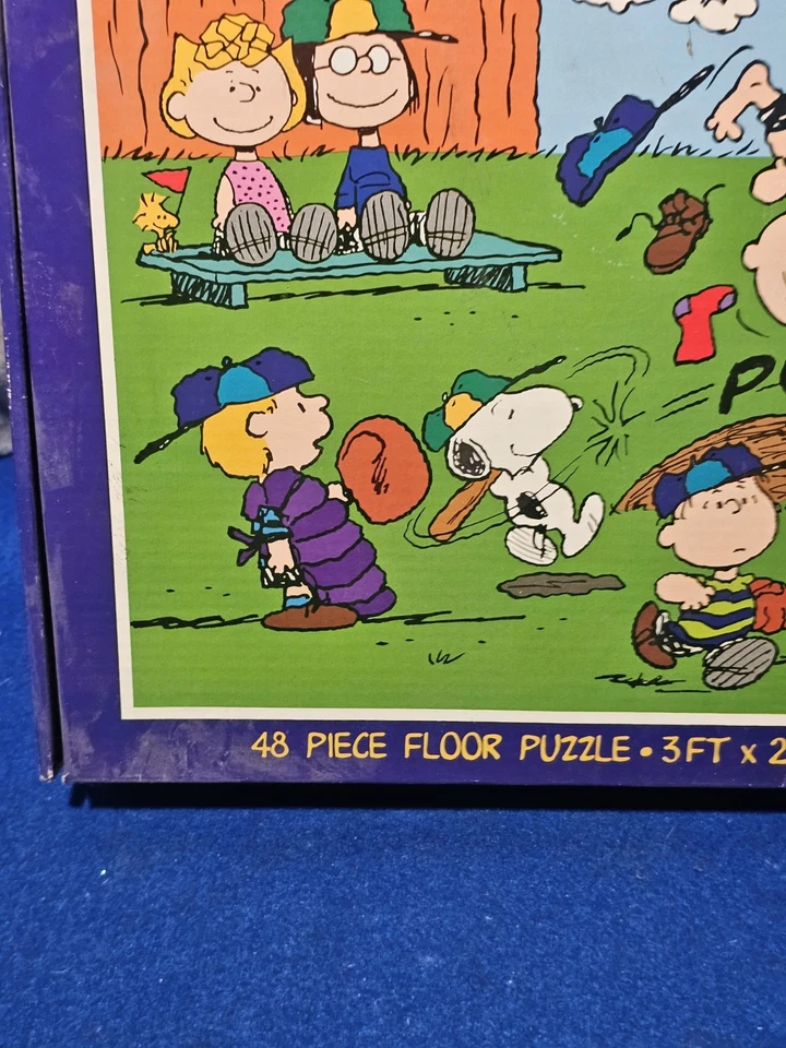 Rompecabezas de piso de béisbol Peanuts Gang 1998 de colección de Ceaco #1242-2 48 piezas 36"x24" Foto 3 de 4
