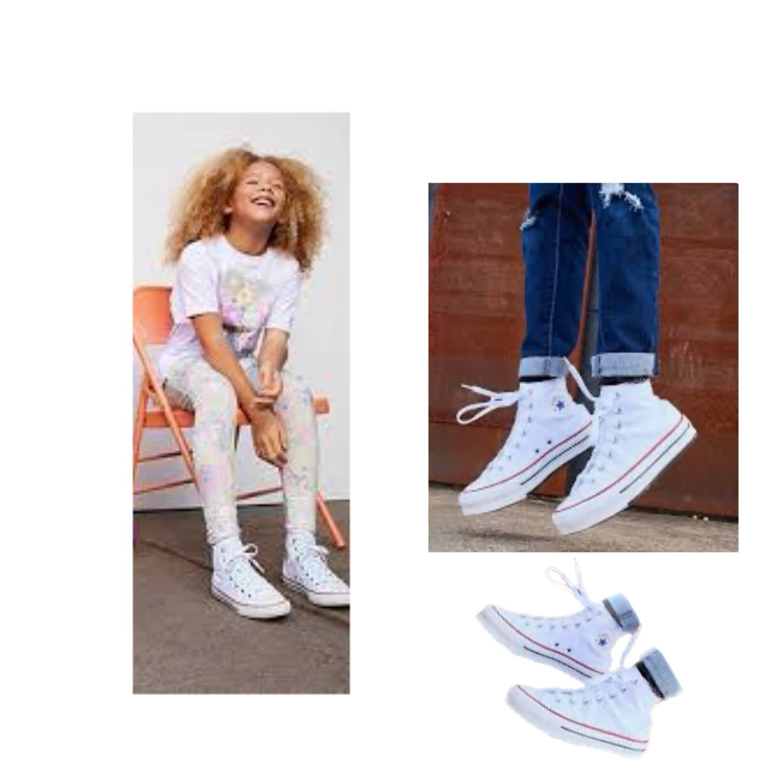 Converse Tg 3 Youth All Star Chuck Taylor Unisex Bianche Hi Top Classiche Atletiche