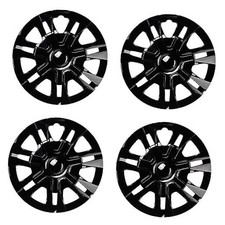Black Hubcap Wheel Cover Replacement Kit 12" Hub Caps 12 inch Bright Black