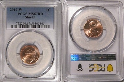 2019 W Lincoln Shield Cent 1c Uncirculated PCGS MS67RD  West Point Mint