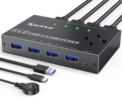 USB 3.0 Switch Selector 4 Port,KVM Switcher 4 Computers Sharing 4 USB Devices...