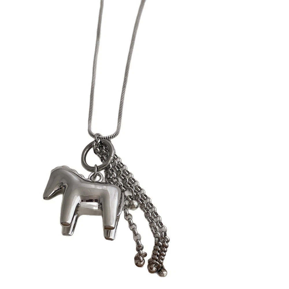Collana Con Ciondolo Cavallo In Argento 925 Per Donne E Ragazze, Gioiello Elegante E Ipoallergenico Con Catena A O