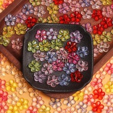50Pcs Handmade Glass Flower Spacer Beads Transparent Floral for Jewelry Making