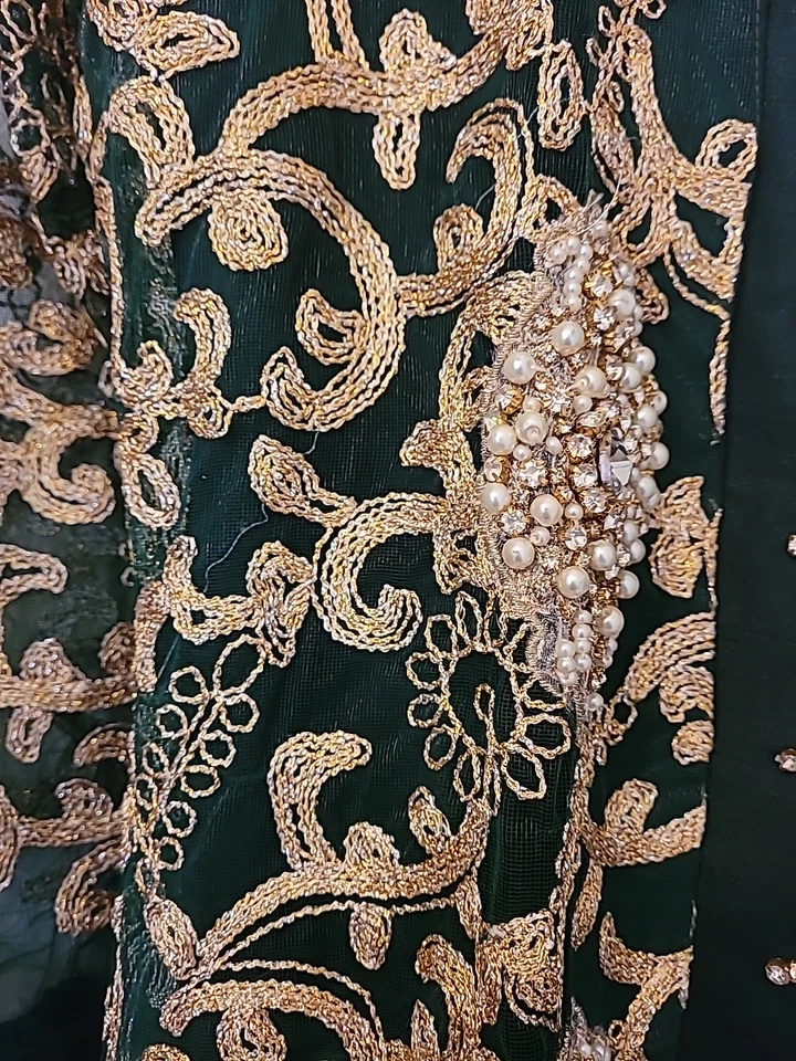 Traje de fiesta verde oscuro de 4 piezas indio/paquistaní, talla 38 Foto 3 de 4