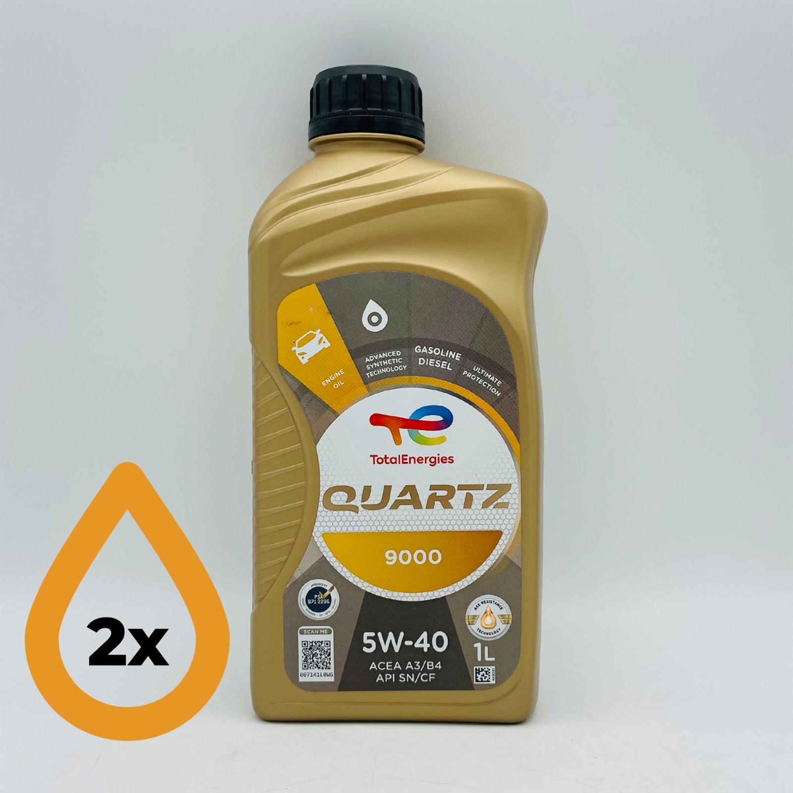2L TotalEnergies Quartz 9000 5W-40  Total Engine Oil - 2 x 1 Litre