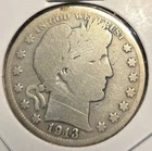 1913 Barber Half Dollar Silver Half Dollar Good KEY DATE ✔️ MY SILVER AD'S #43
