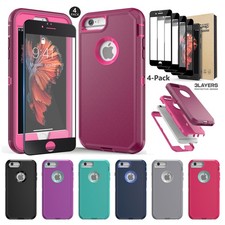 For iPhone 6 6s 7 8 Plus Bumper Rugged Hybrid Case Hard Cover  Tempered Glass