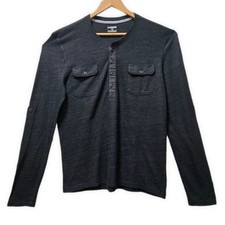 Express Men's Adjustable Sleeve Henley   Heathered Black   Large