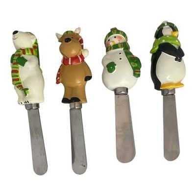 2009 Avon Bernard Polar Bear & Friends Cheese Spreader Knives Set of 4